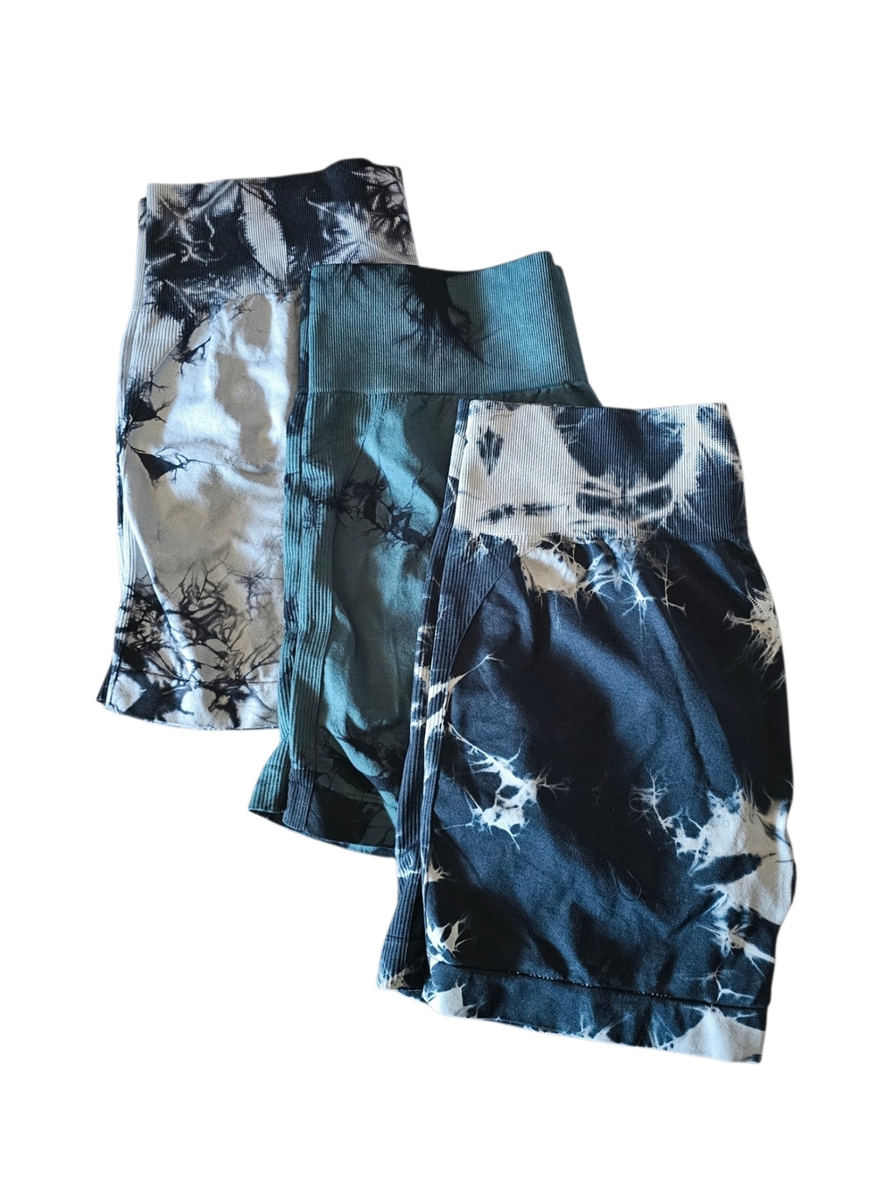 Women's Tie-Dye Athletic Bike Shorts - Black, Teal, Grey